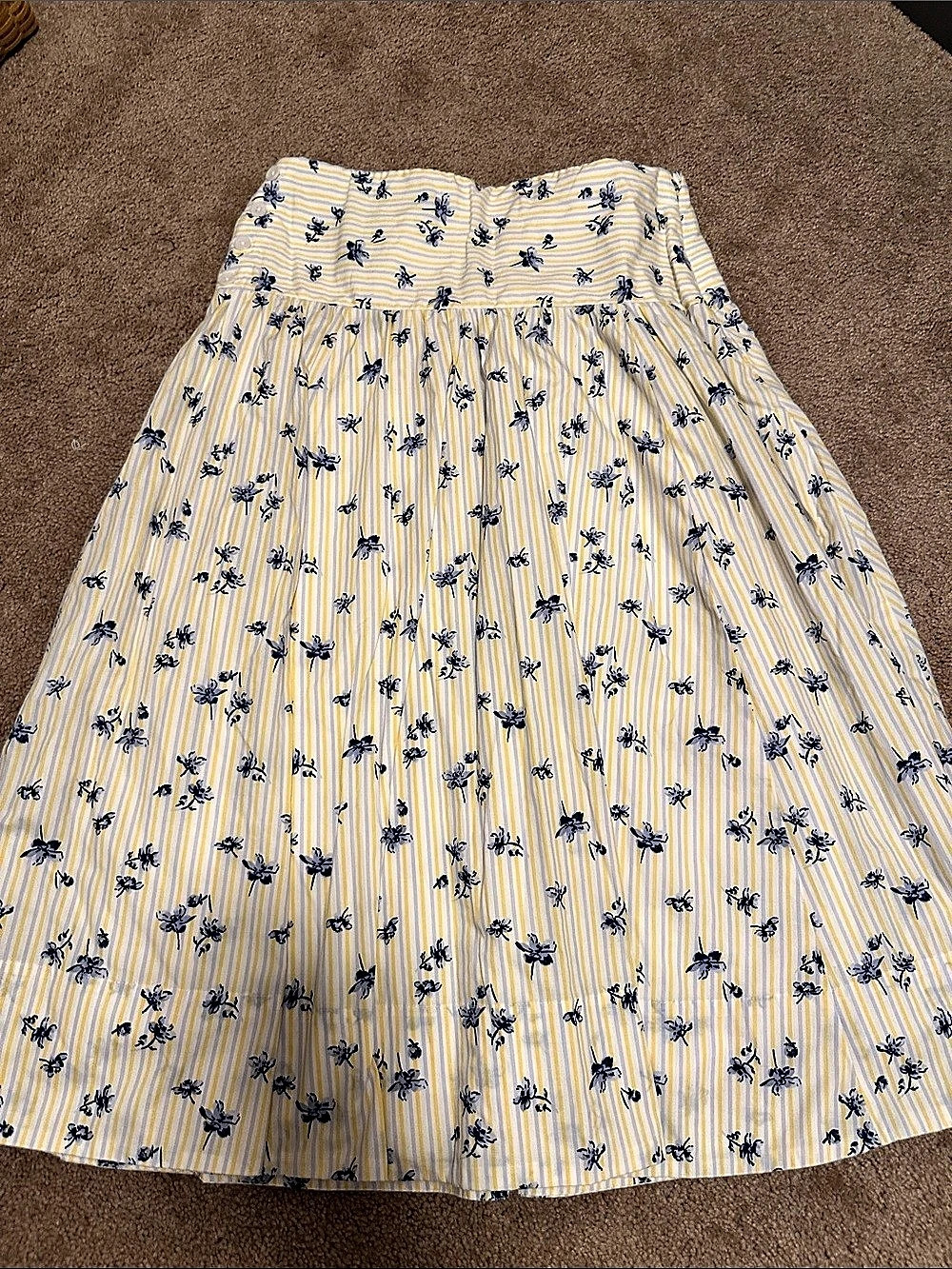 Abercrombie & Fitch 100% Cotton Boho Maxi Skirt Yellow & Blue Small